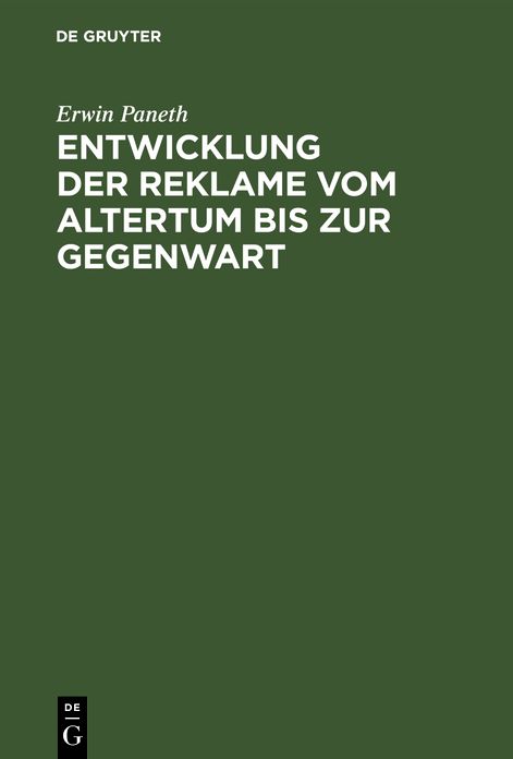 Entwicklung der Reklame vom Altertum bis zur Gegenwart