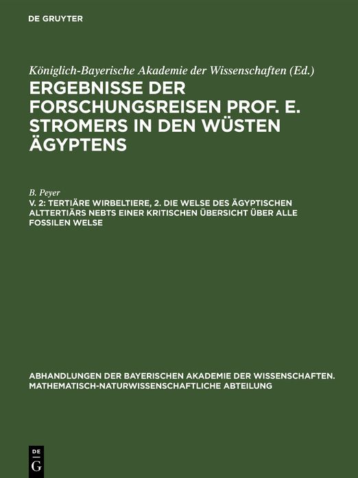 Tertiï¿½re Wirbeltiere, 2. Die Welse des ï¿½gyptischen Alttertiï¿½rs nebst einer kritischen ï¿½bersicht ï¿½ber alle fossilen Welse