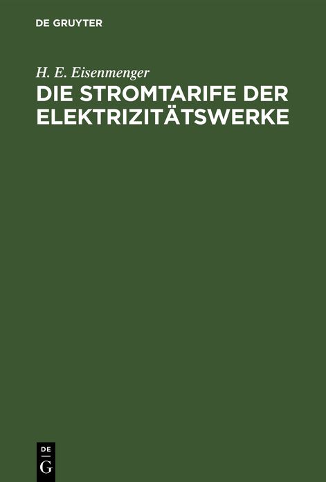 Die Stromtarife der Elektrizitï¿½tswerke