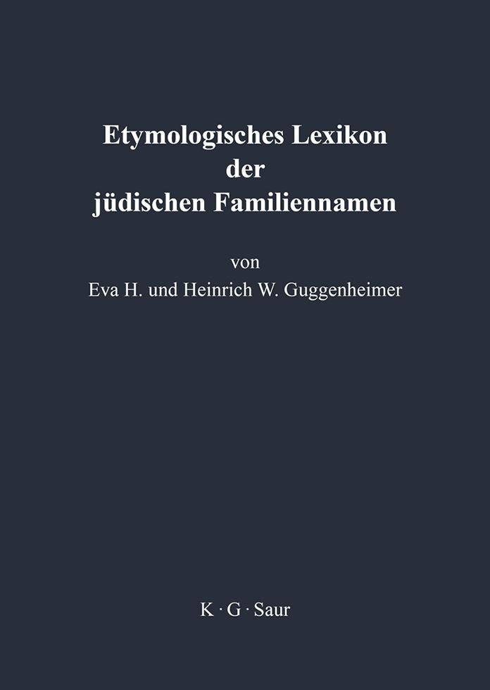 Etymologisches Lexikon der judischen Familiennamen
