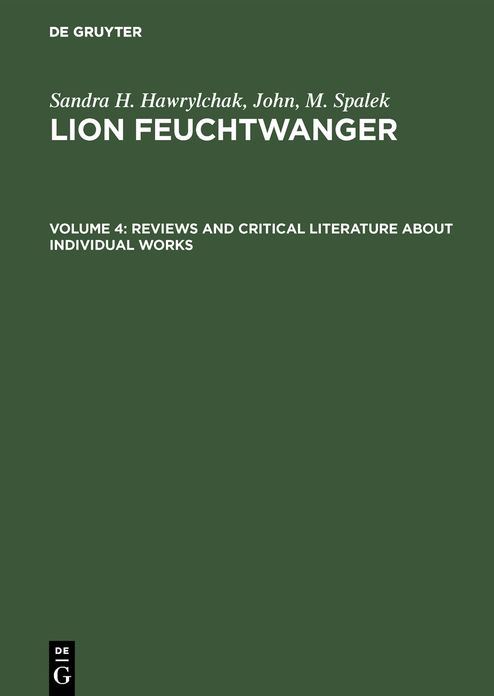 Lion Feuchtwanger: A Bibliographic Handbook