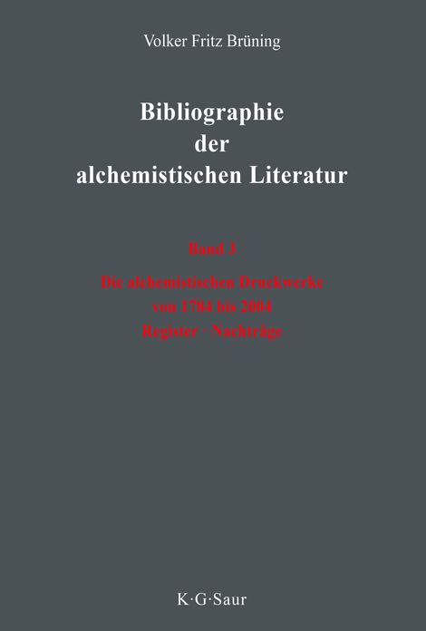 Die alchemistischen Druckwerke von 1784 bis 2004. Register. Nachtrage