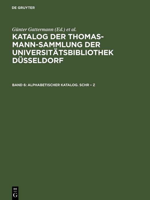 KATALOG THOMAS-MANN-SAMMLUNG BD.6