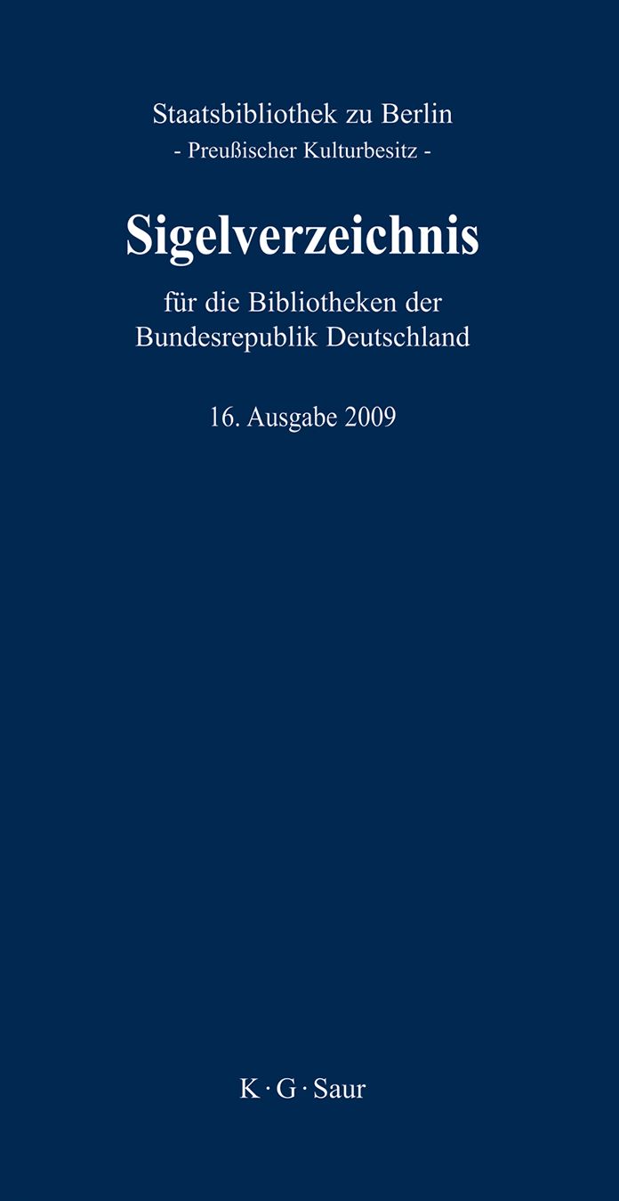 Sigelverzeichnis f?r die Bibliotheken der Bundesrepublik Deutschland