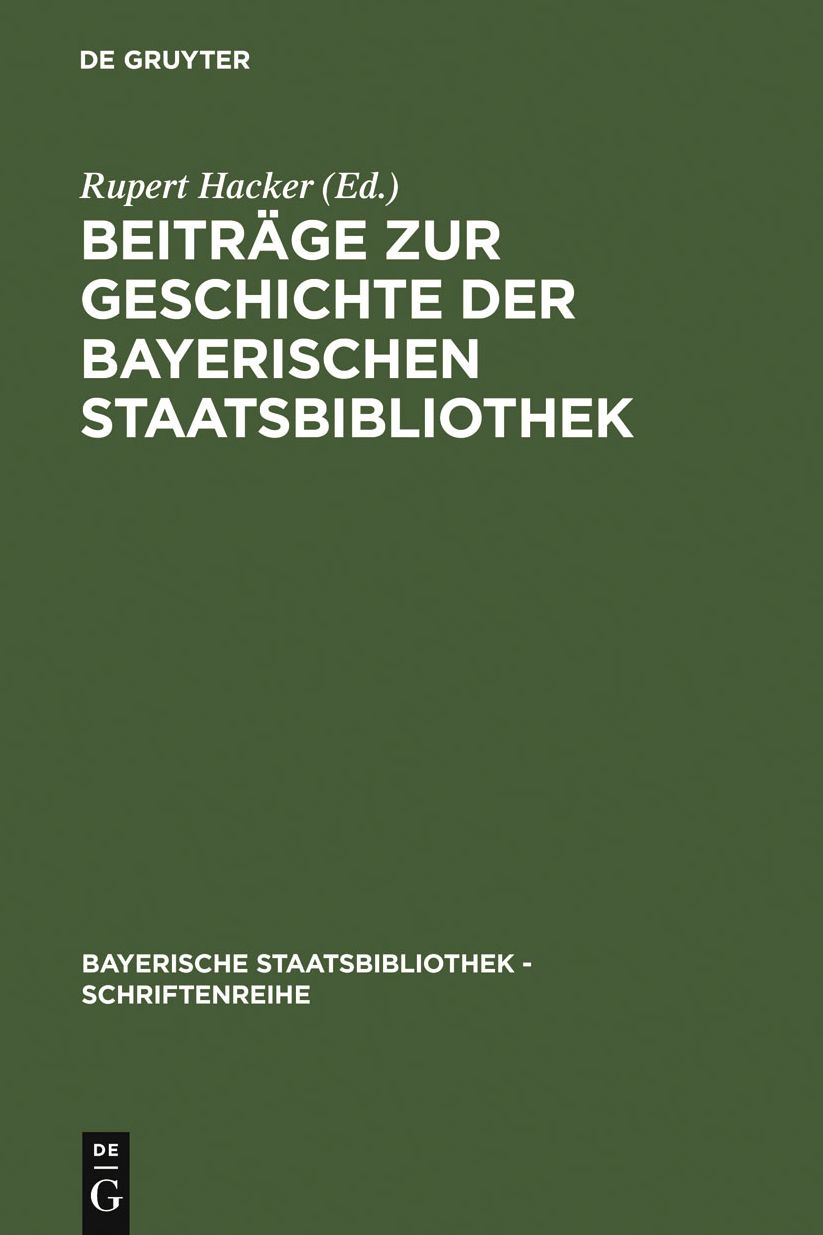 Beitrage zur Geschichte der Bayerischen Staatsbibliothek