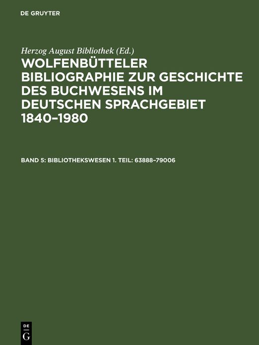 Bibliothekswesen 1. Teil 63888-79006