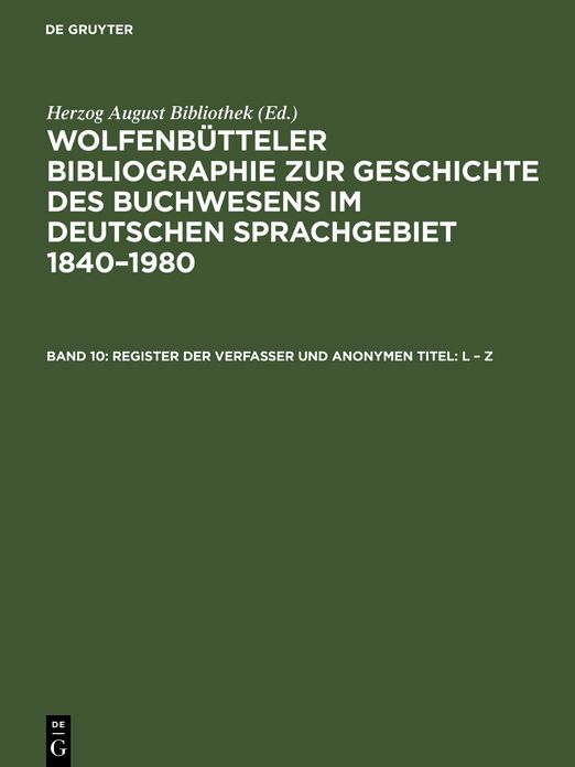 Register der Verfasser und anonymen Titel L - Z