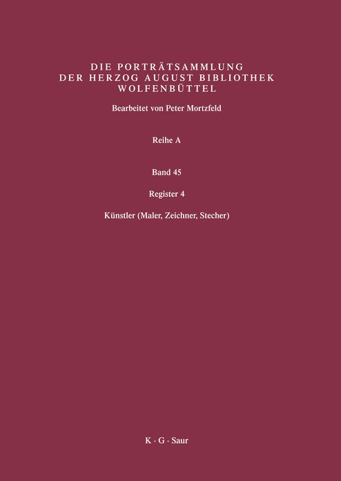 Register 4: Kunstler (Maler, Zeichner, Stecher)