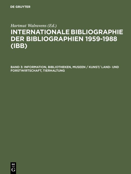 Information, Bibliotheken, Museen / Kunst/ Land- Und Forstwirtschaft, Tierhaltung