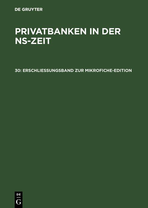 ErschlieÃ_ungsband zur Mikrofiche-Edition
