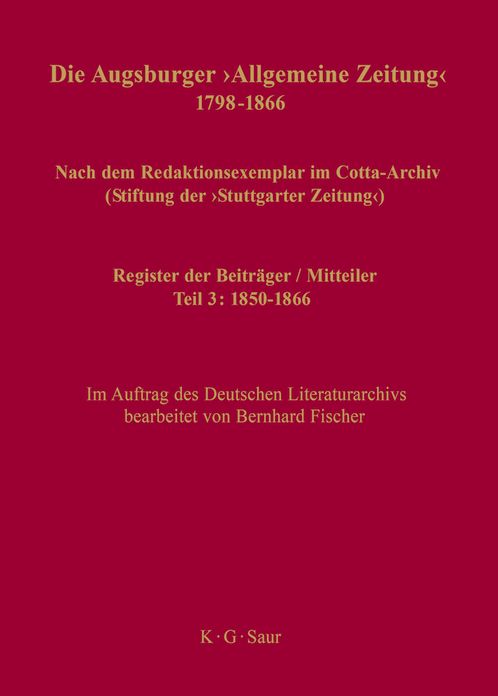 Register der Beitrager / Mitteiler: Teil 3: 1850-1866