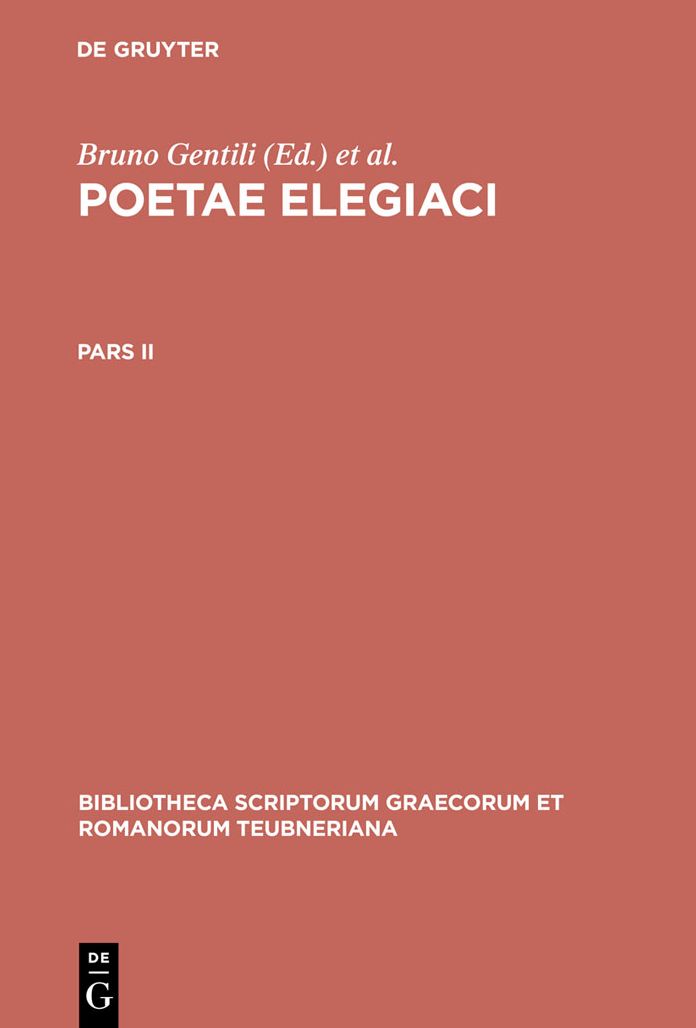 Poetae elegiaci. Pars II