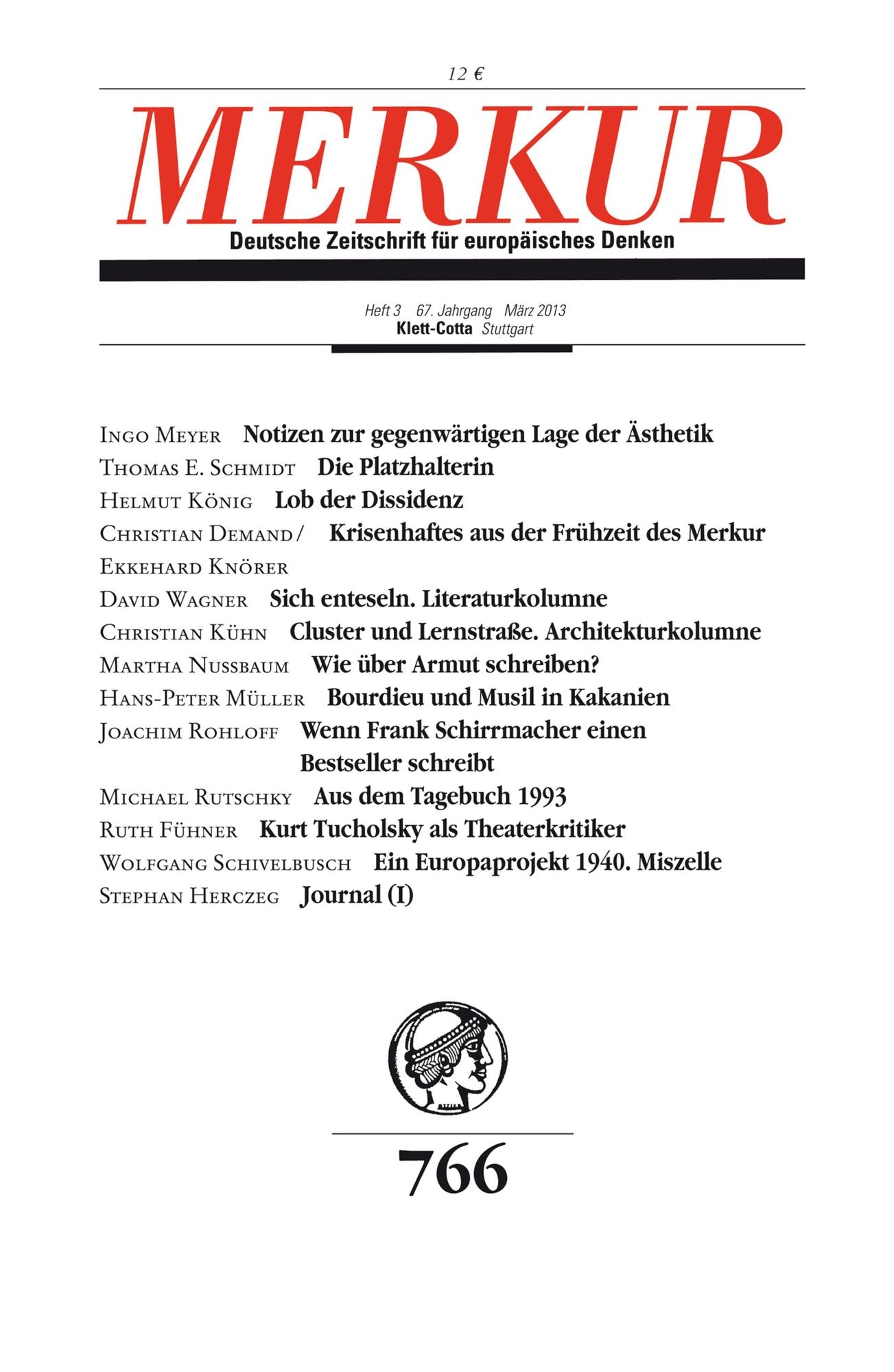 MERKUR Deutsche Zeitschrift für europäisches Denken: Heft 03 / März 2013