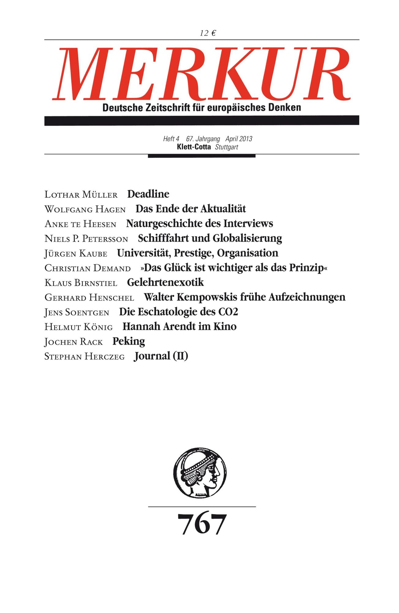 MERKUR Deutsche Zeitschrift für europäisches Denken: Heft 04 / April 2013