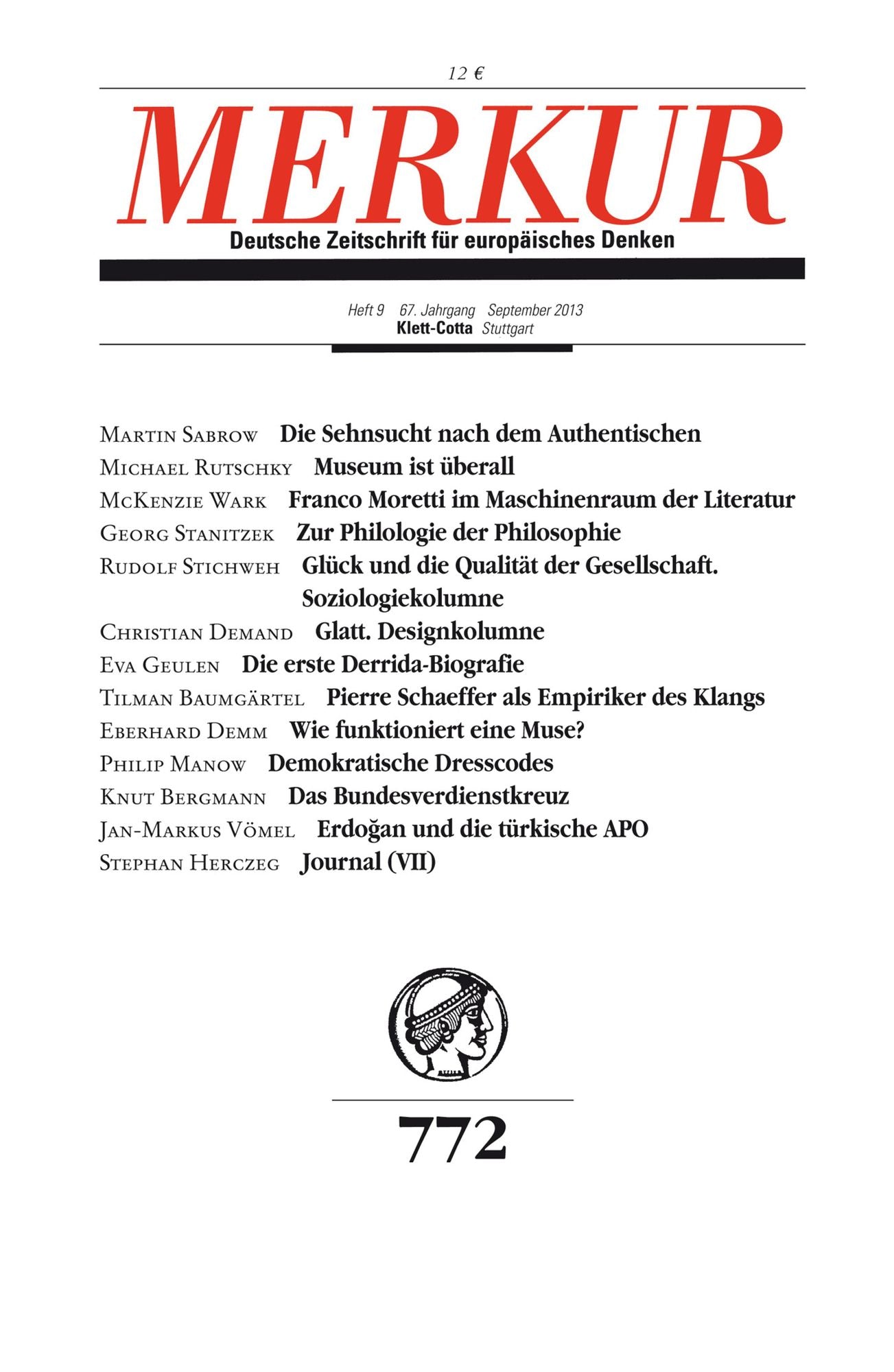 MERKUR Deutsche Zeitschrift für europäisches Denken: Heft 09 / September 2013