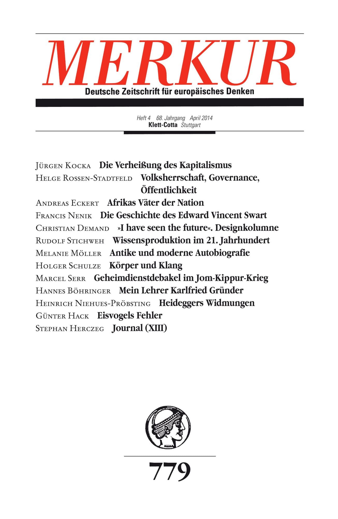 MERKUR Deutsche Zeitschrift für europäisches Denken: Heft 4 / April 2014