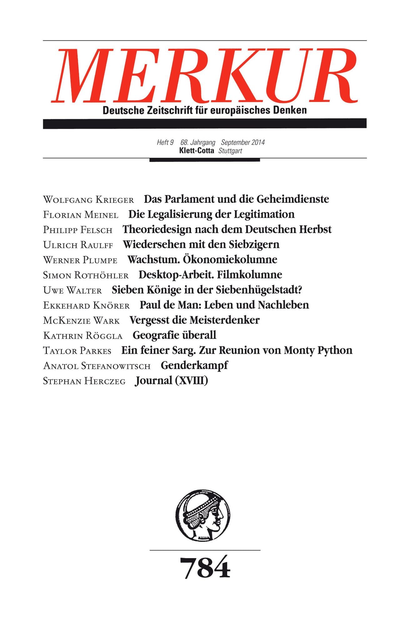 MERKUR Deutsche Zeitschrift für europäisches Denken: Heft 9 / September 2014