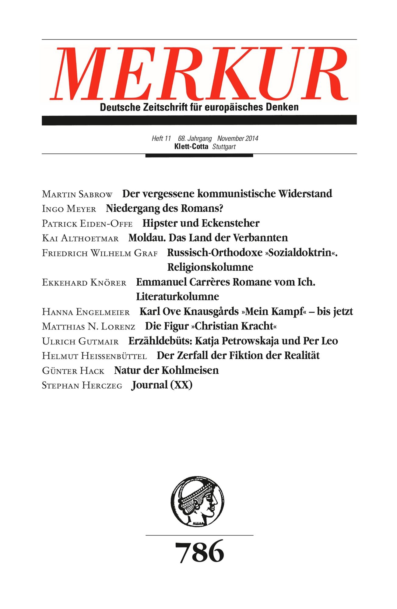 MERKUR Deutsche Zeitschrift für europäisches Denken: Heft 11 / November 2014