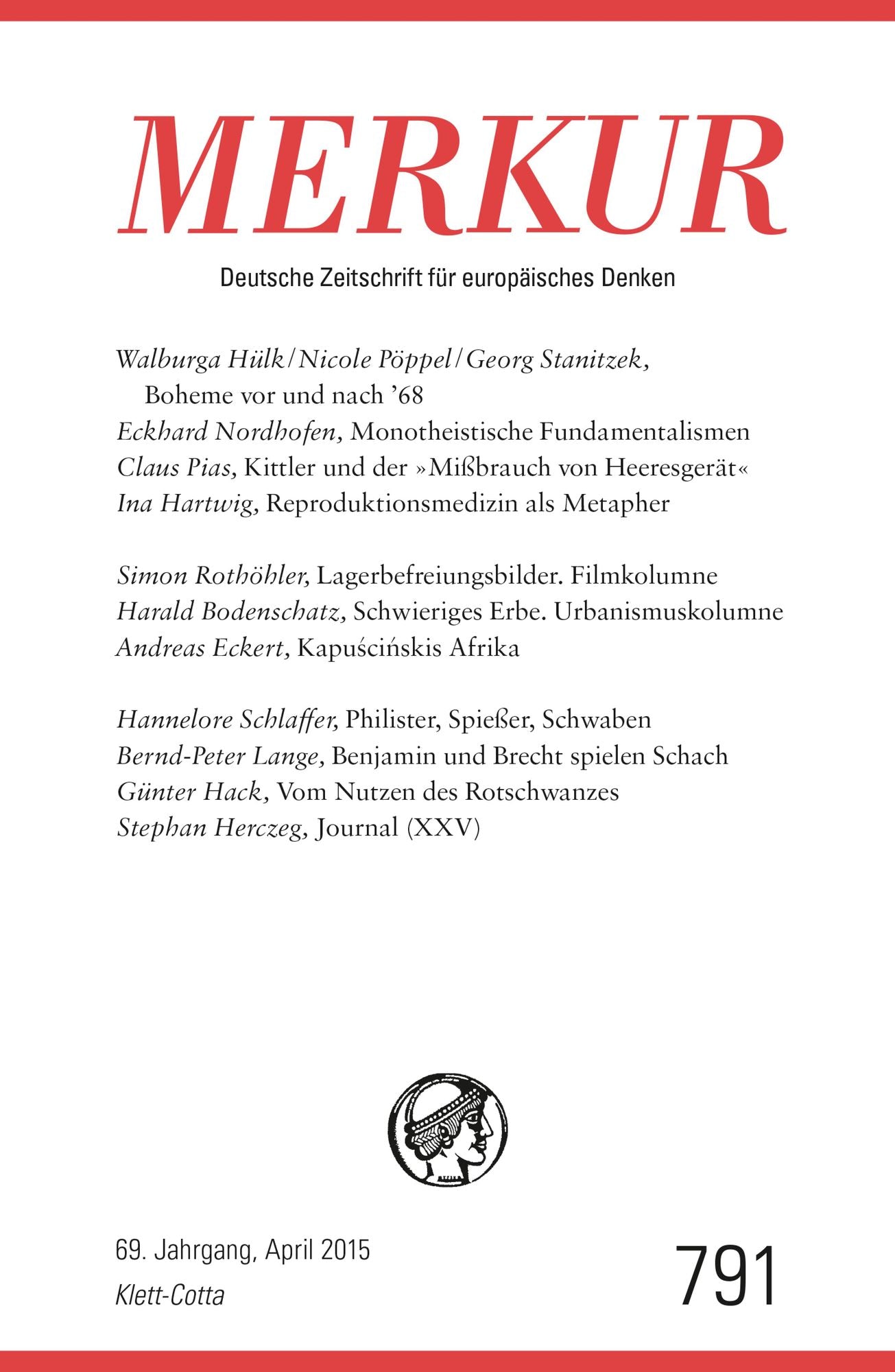 MERKUR Deutsche Zeitschrift für europäisches Denken: Heft 4 / April 2015