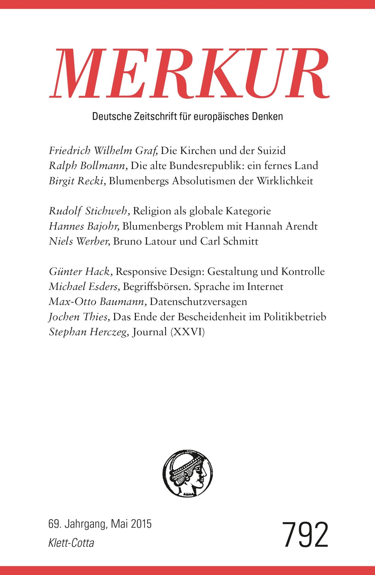 MERKUR Deutsche Zeitschrift für europäisches Denken: Heft 5 / Mai 2015