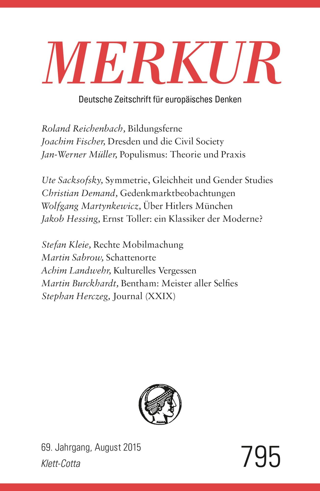 MERKUR Deutsche Zeitschrift für europäisches Denken: Heft 8 / August 2015