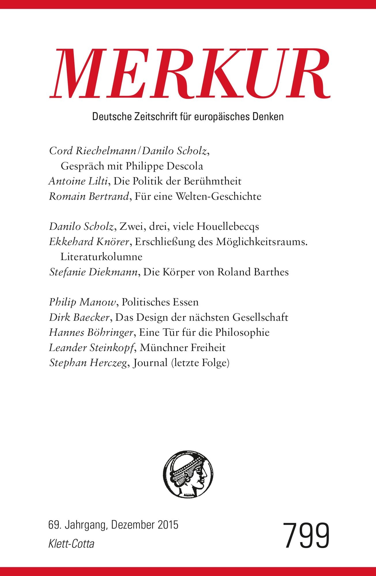 MERKUR Deutsche Zeitschrift für europäisches Denken: Heft 12 / Dezember 2015