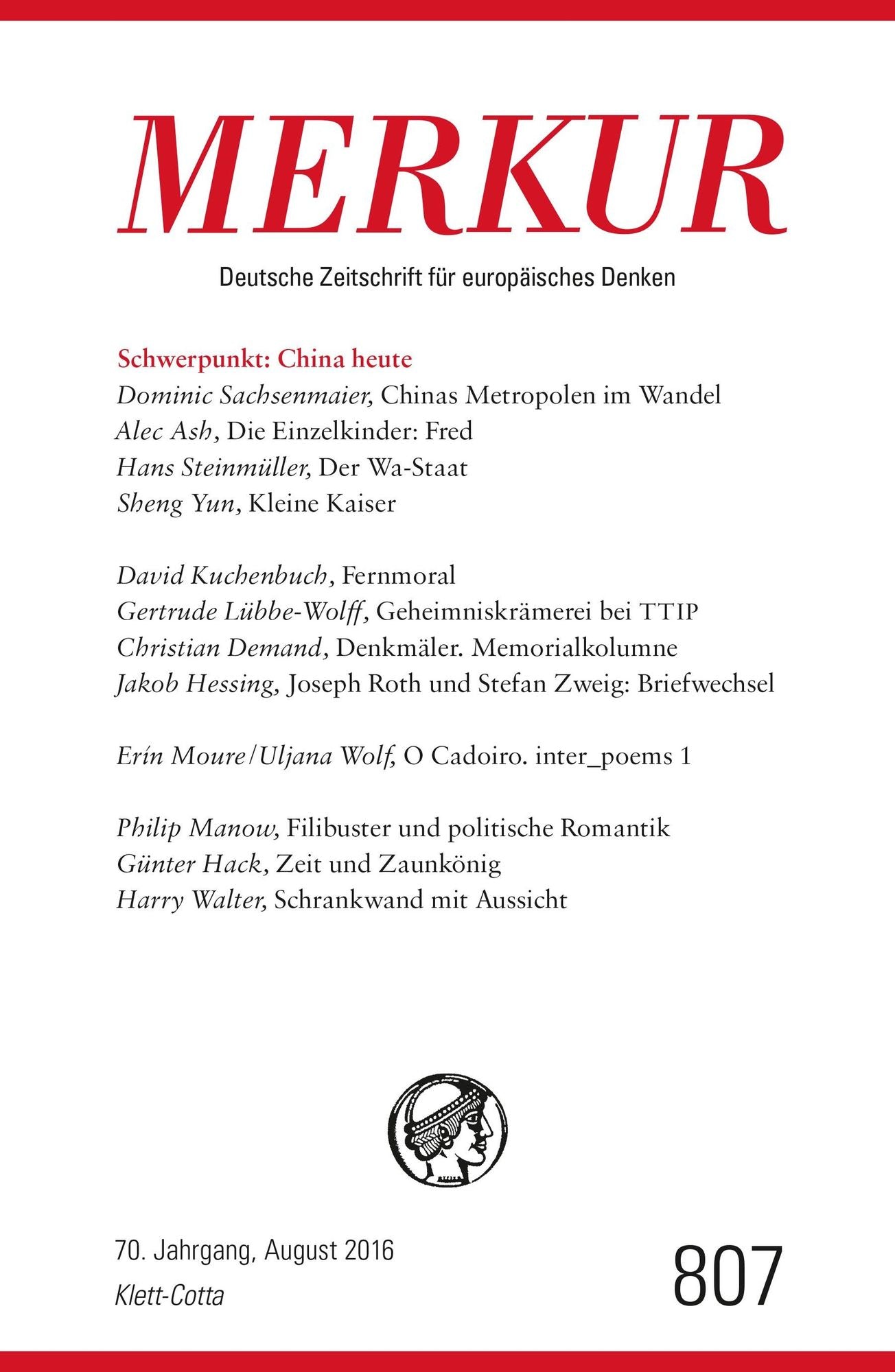MERKUR Deutsche Zeitschrift für europäisches Denken - 2016-08: Heft 8 / August 2016