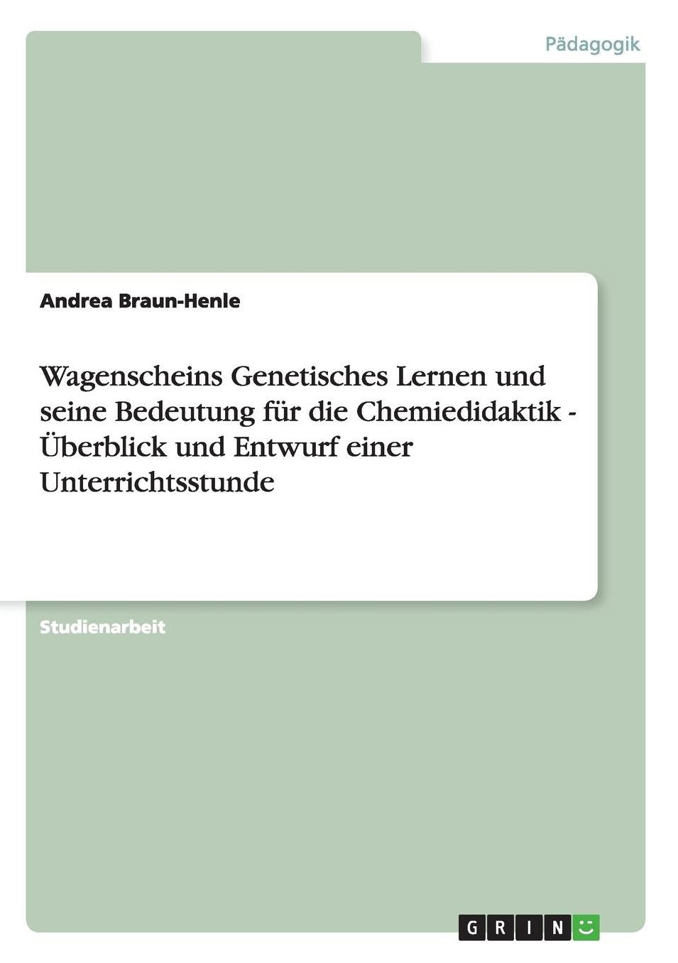 Wagenscheins Genetisches Lernen und seine Bedeutung fï¿½r die Chemiedidaktik: ï¿½berblick und Entwurf einer Unterrichtsstunde