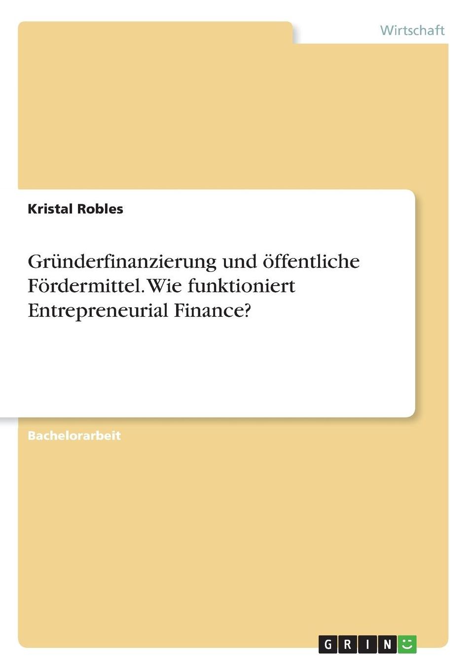 Grï¿½nderfinanzierung und ï¿½ffentliche Fï¿½rdermittel. Wie funktioniert Entrepreneurial Finance?