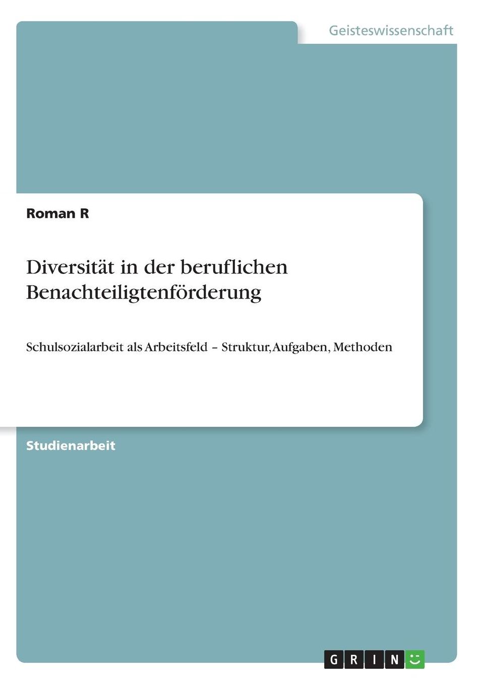 Diversitï¿½t in der beruflichen Benachteiligtenfï¿½rderung: Schulsozialarbeit als Arbeitsfeld - Struktur, Aufgaben, Methoden