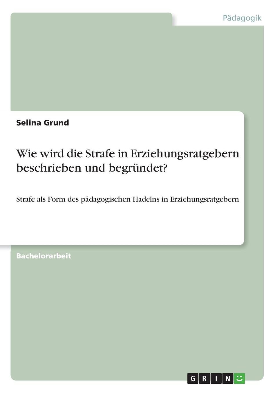 Wie wird die Strafe in Erziehungsratgebern beschrieben und begrï¿½ndet?: Strafe als Form des pï¿½dagogischen Hadelns in Erziehungsratgebern