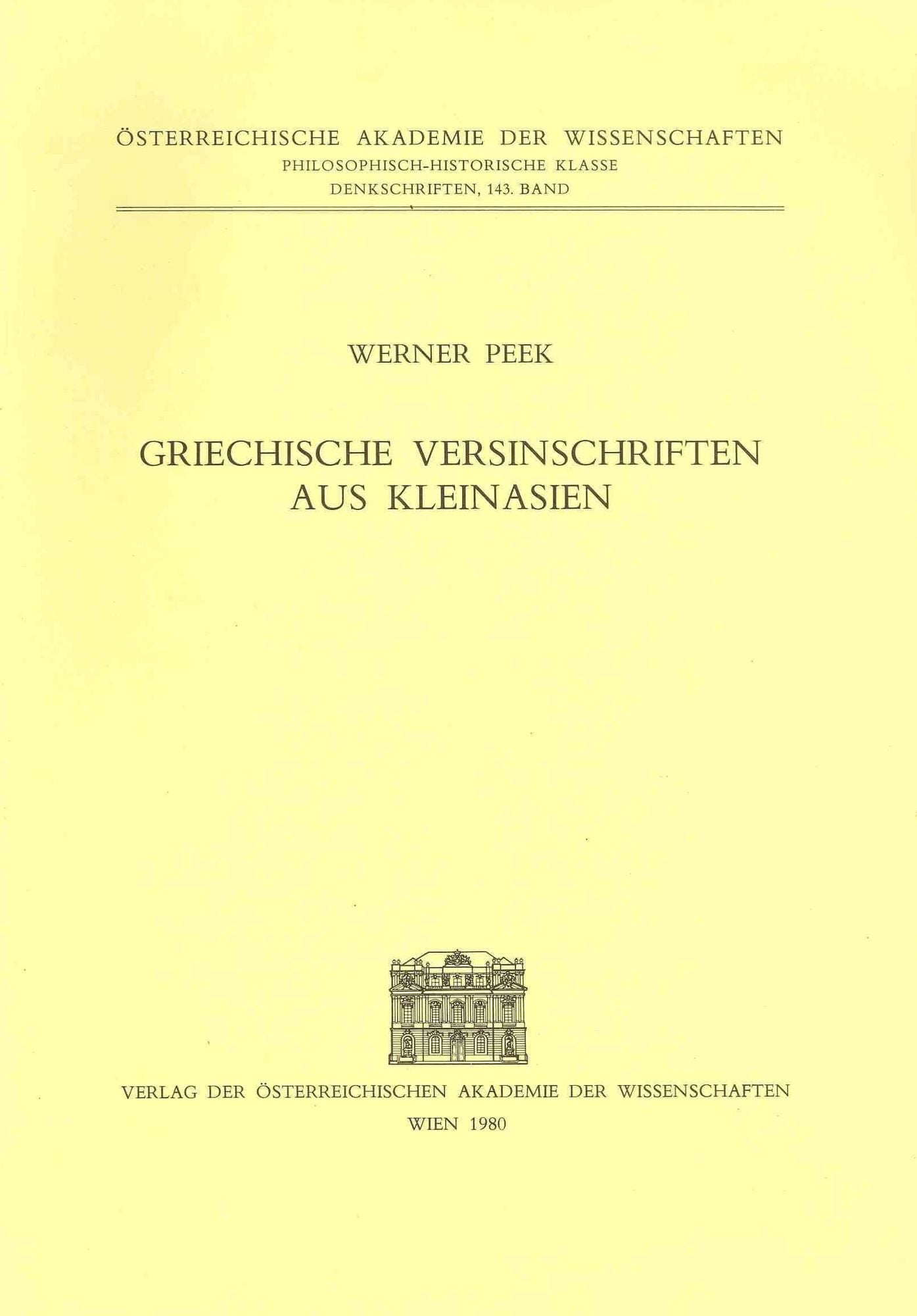Griechische Versinschriften aus Kleinasien