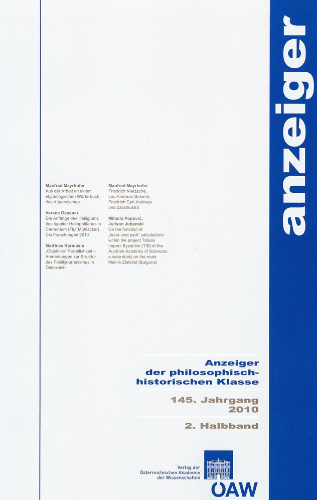 Anzeiger der philosophisch-historischen Klasse 145. Jahrgang 2. Halbband 2010