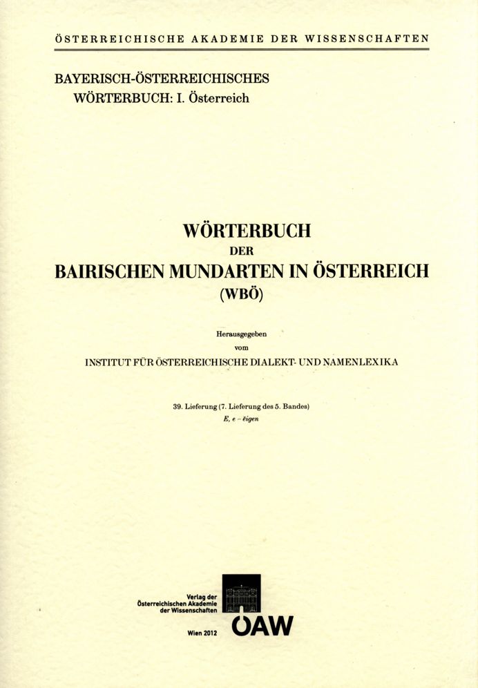 W?rterbuch der bairischen Mundarten in ?sterreich, 39. Lieferung (WB?): 7. Lieferung des 5. Bandes