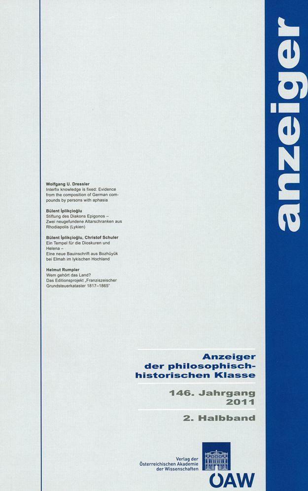 Anzeiger der philosophisch-historischen Klasse 146. Jahrgang 2011, 2. Halbband