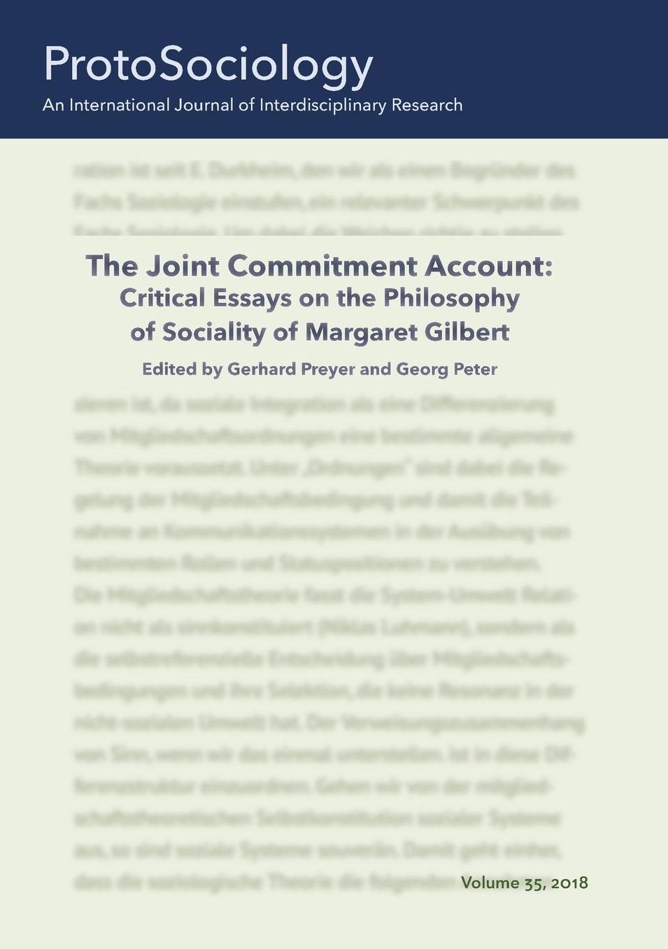 The Joint Commitment Account: Critical Essays on the Philosophy of Sociality of Margaret Gilbert with Her Comments