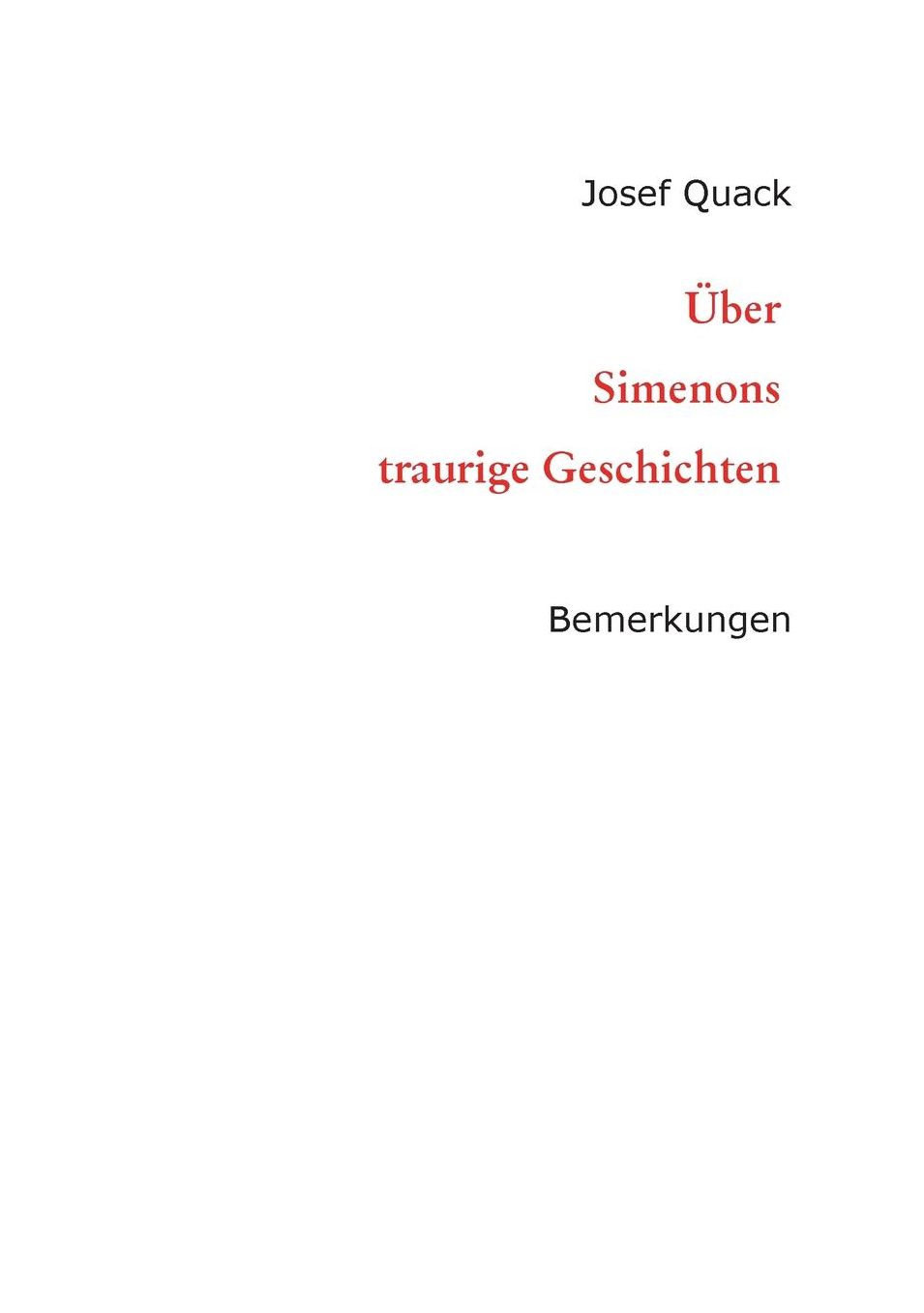 ï¿½ber Simenons traurige Geschichten