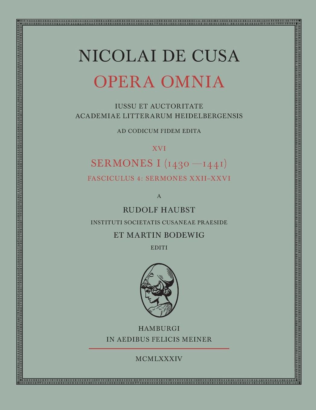 Opera Omnia. Volumen XVI/4. Sermones I, Fasciculus 4