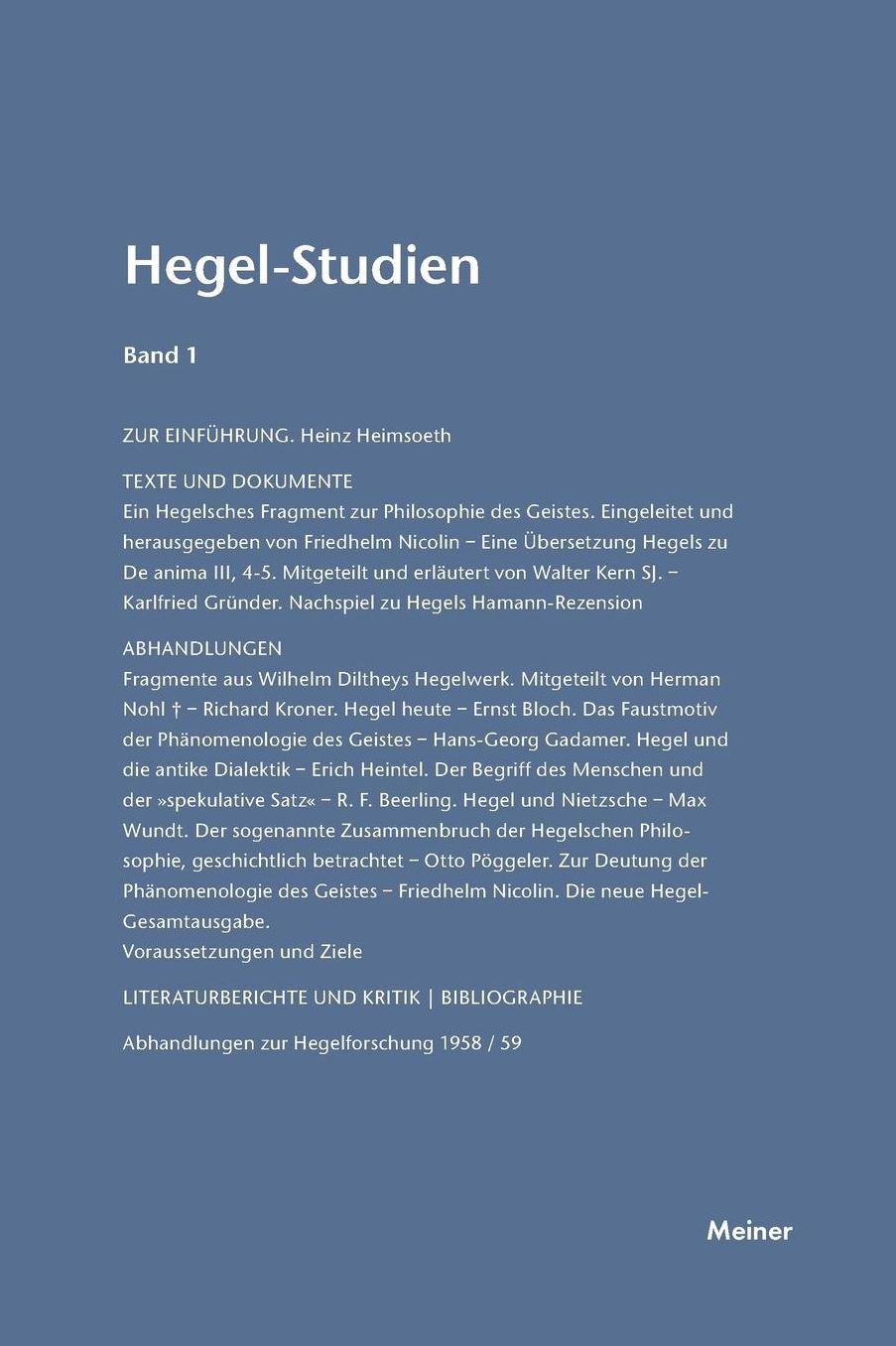 Hegel-Studien. Band 1 (1961)