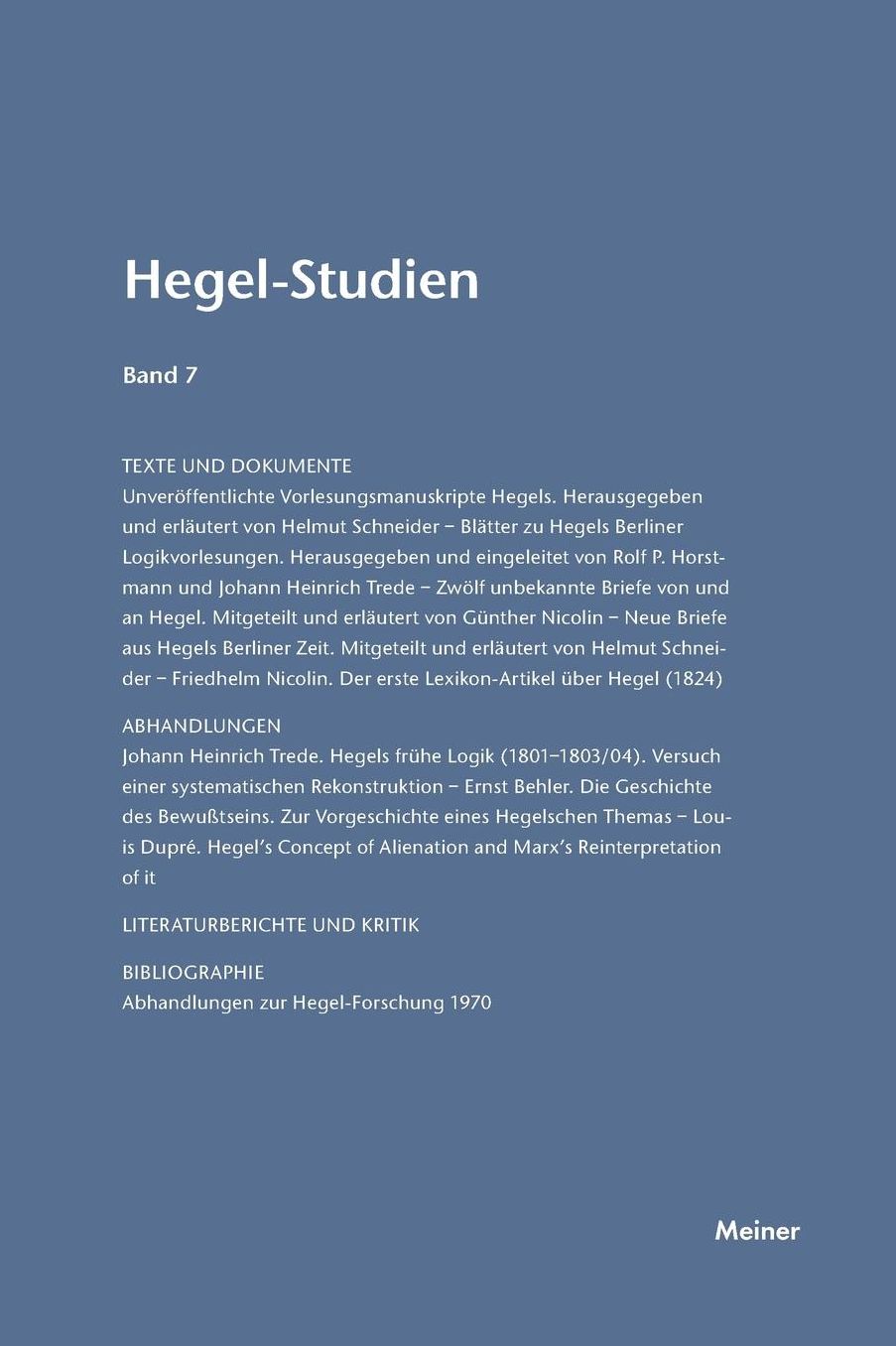 Hegel-Studien Band 7 (1972)