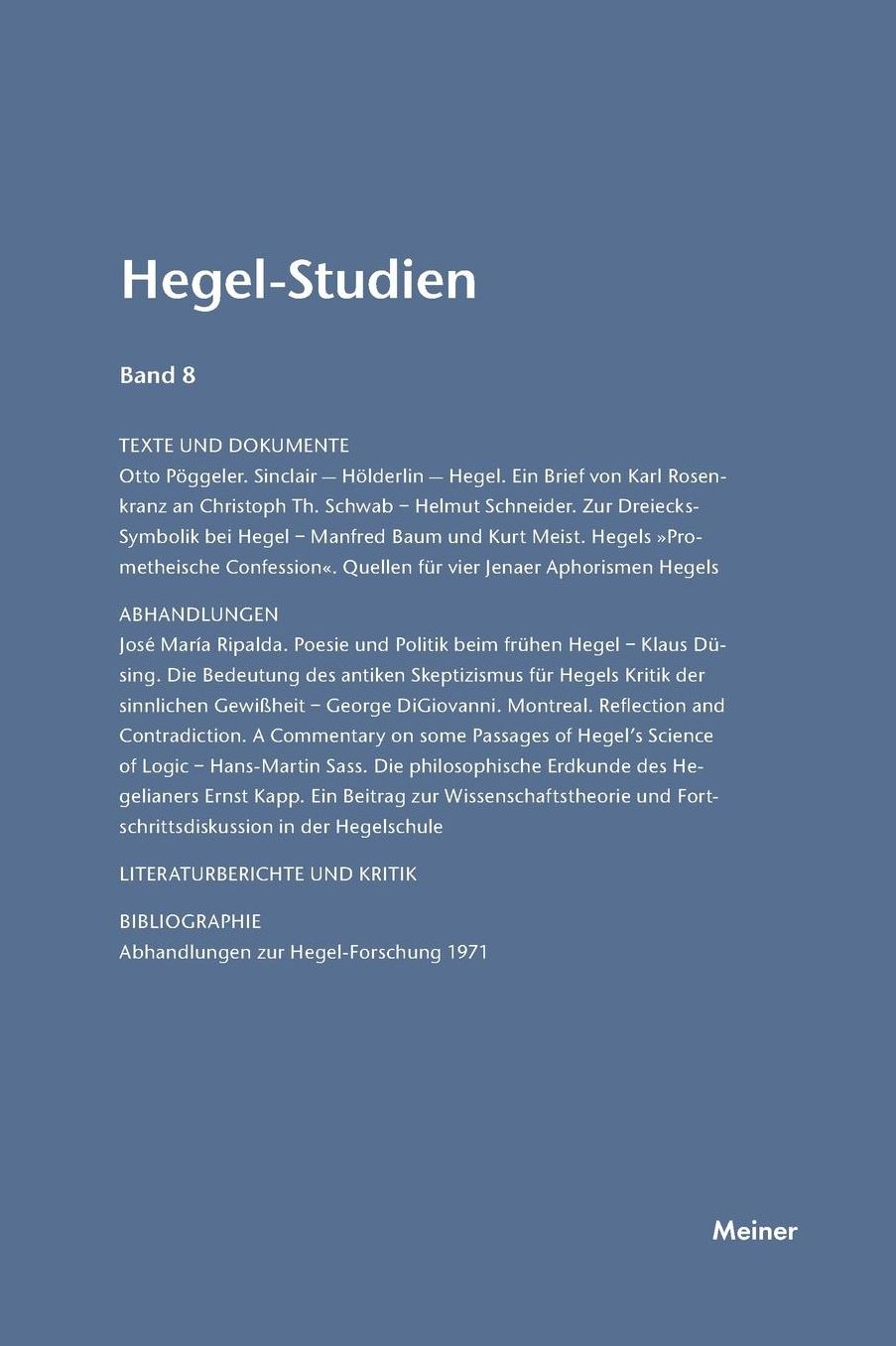 Hegel-Studien Band 8 (1973)
