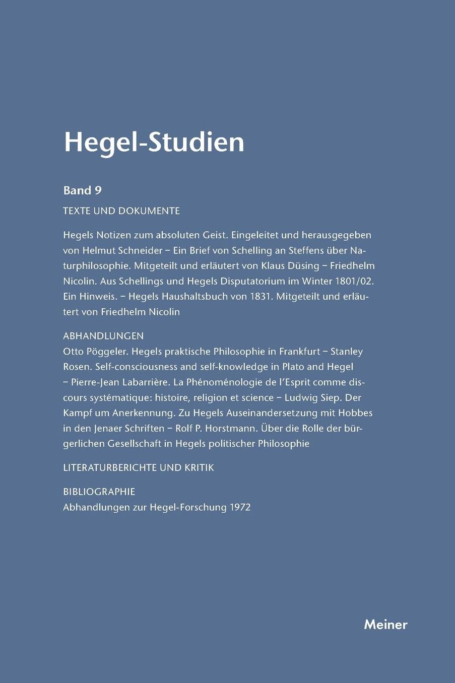 Hegel-Studien Band 9 (1974)