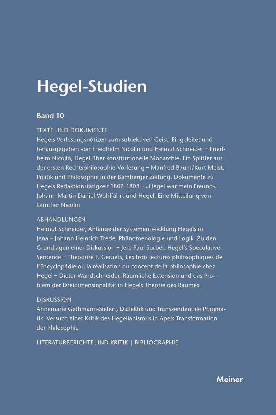 Hegel-Studien Band 10 (1975)