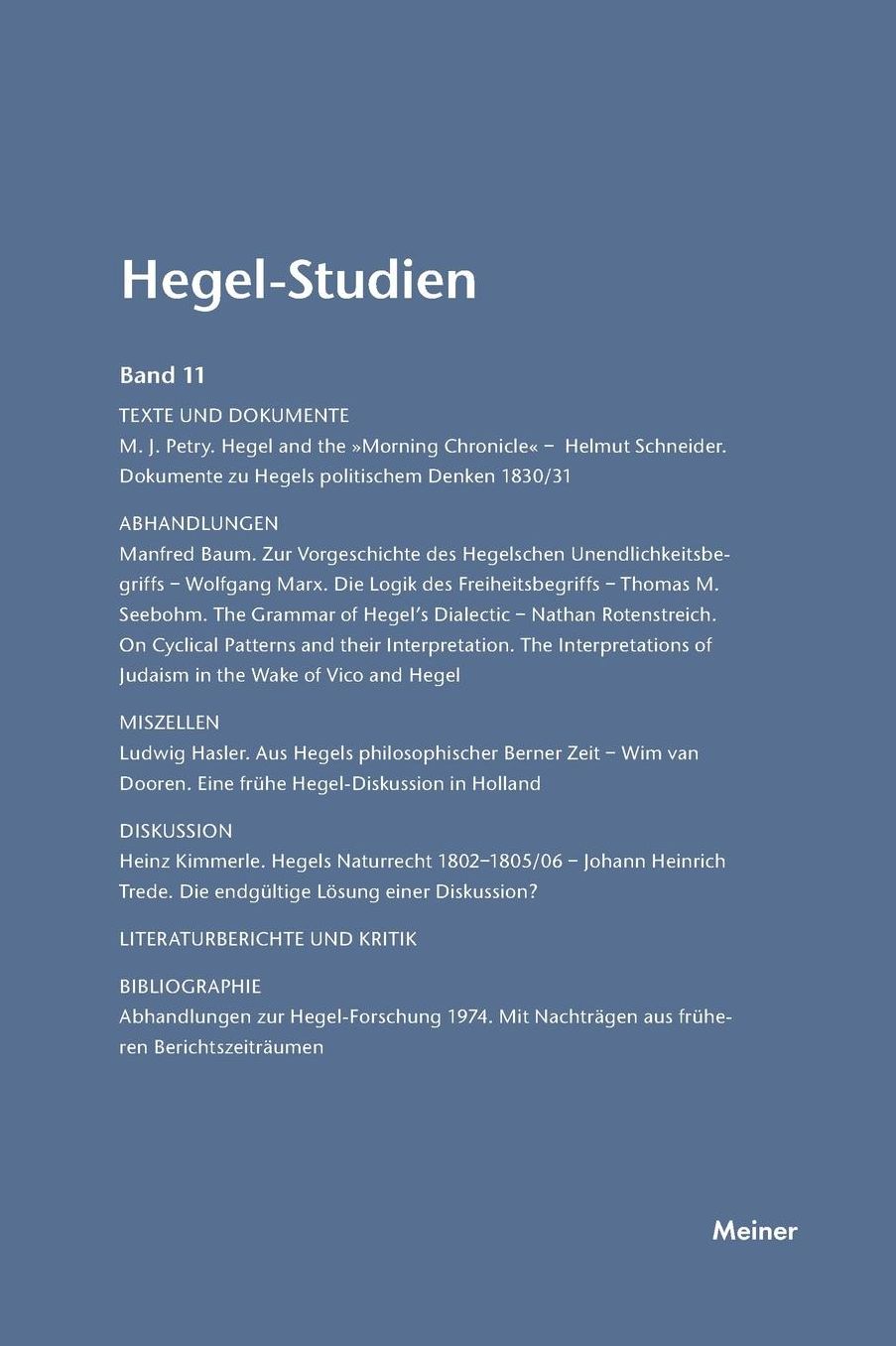 Hegel-Studien Band 11 (1976)