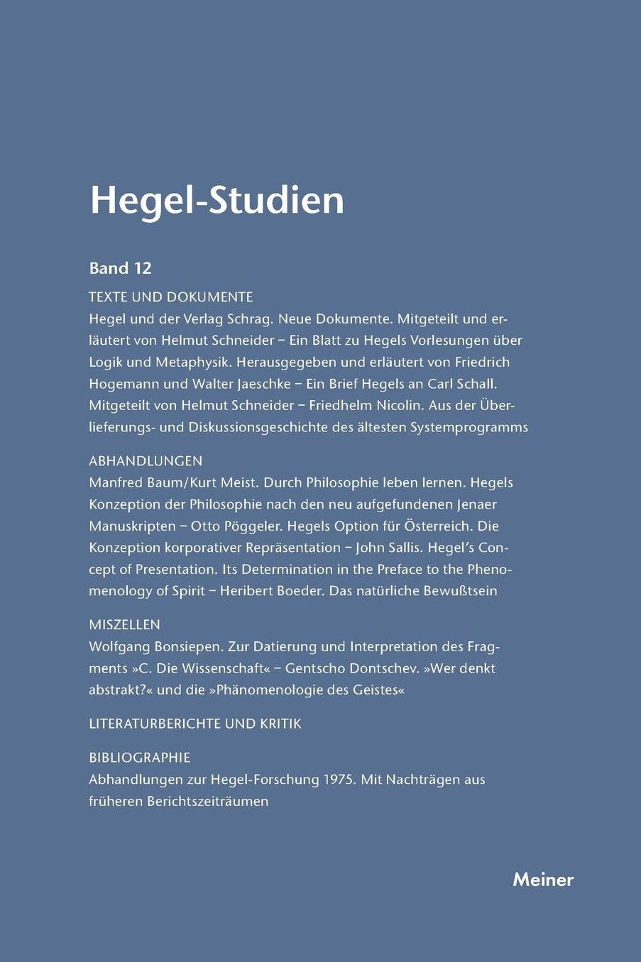 Hegel-Studien Band 12 (1977)