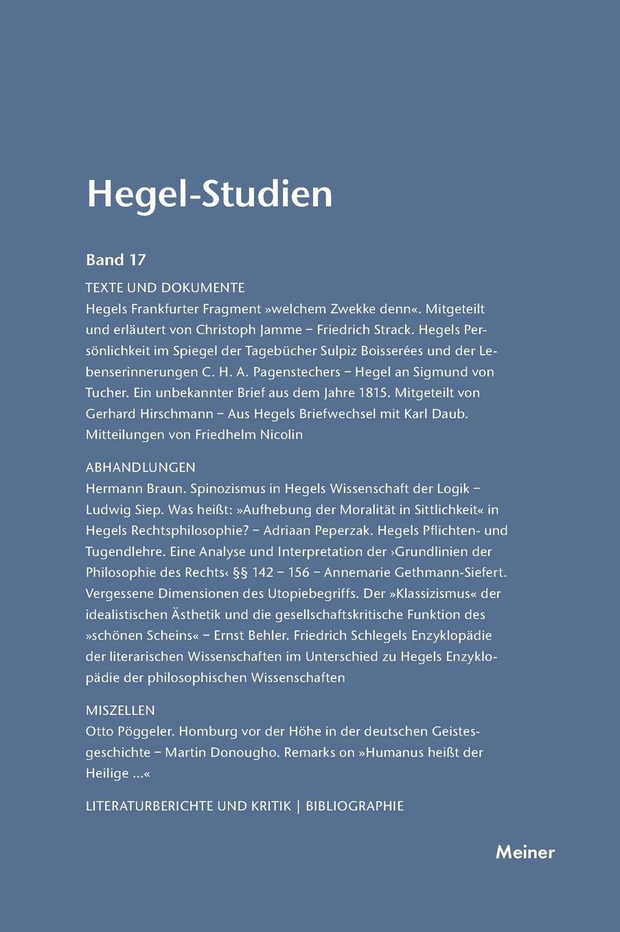 Hegel-Studien Band 17 (1982)