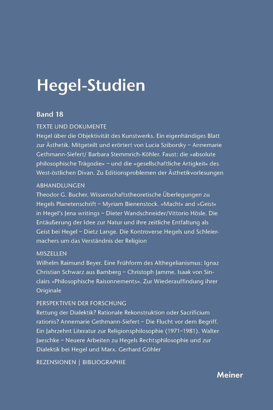 Hegel-Studien Band 18 (1983)