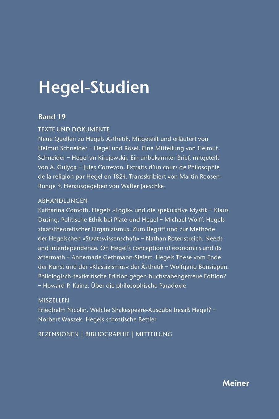 Hegel-Studien Band 18 (1983)