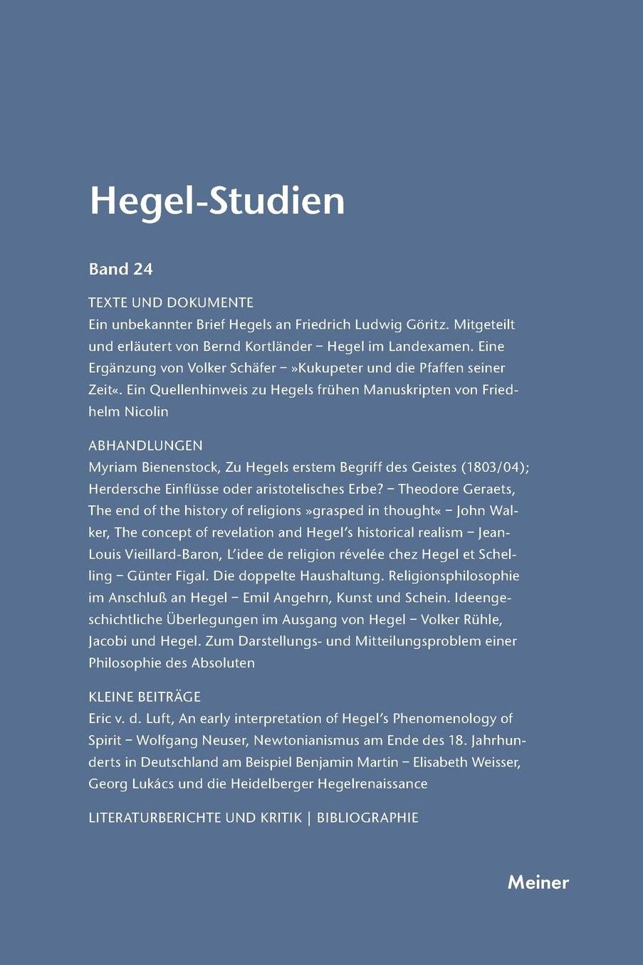 Hegel-Studien Band 24 (1989)