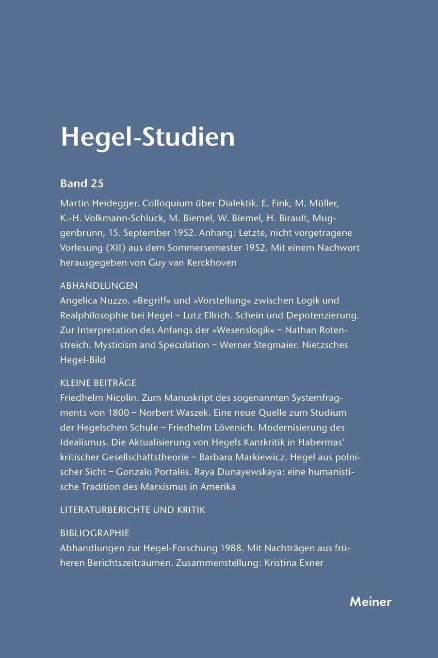 Hegel-Studien Band 25 (1990)